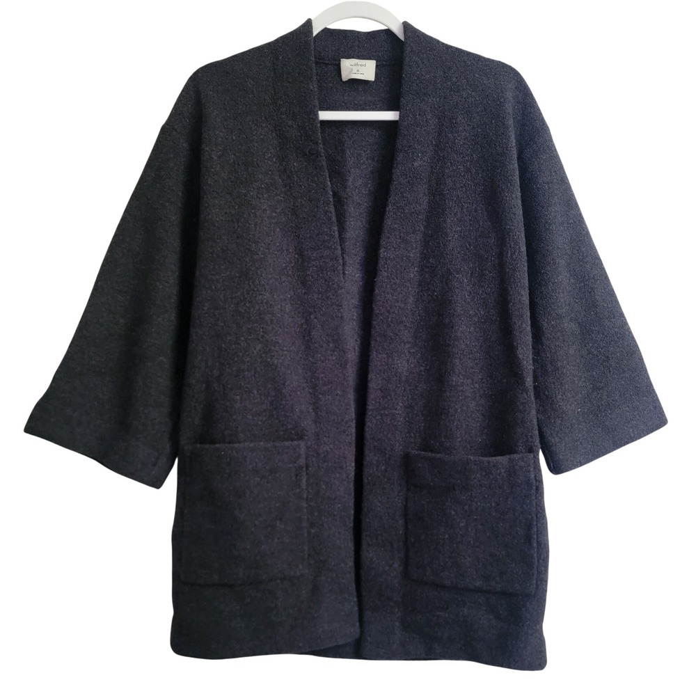 Wilfred Aritzia Thick 100% Merino Wool Open Front Cardigan XS Oversized Pockets